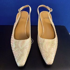 Women’s Vintage Stuart Weitzman Iridescent Snakeskin Pattern Slingback Pumps